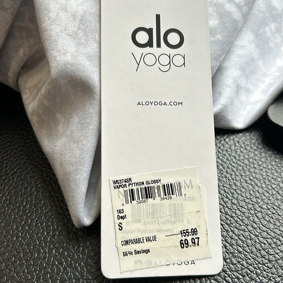 ALO YOGA Vapor Python Airbrush Legging Performance Gray White Sz S NEW - Picture 13 of 13